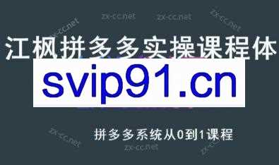 江枫老师·拼多多实操课程