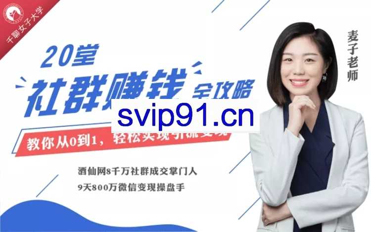麦子:20堂即学即用的全体系社群掘金大课 从零开始打造你的站群